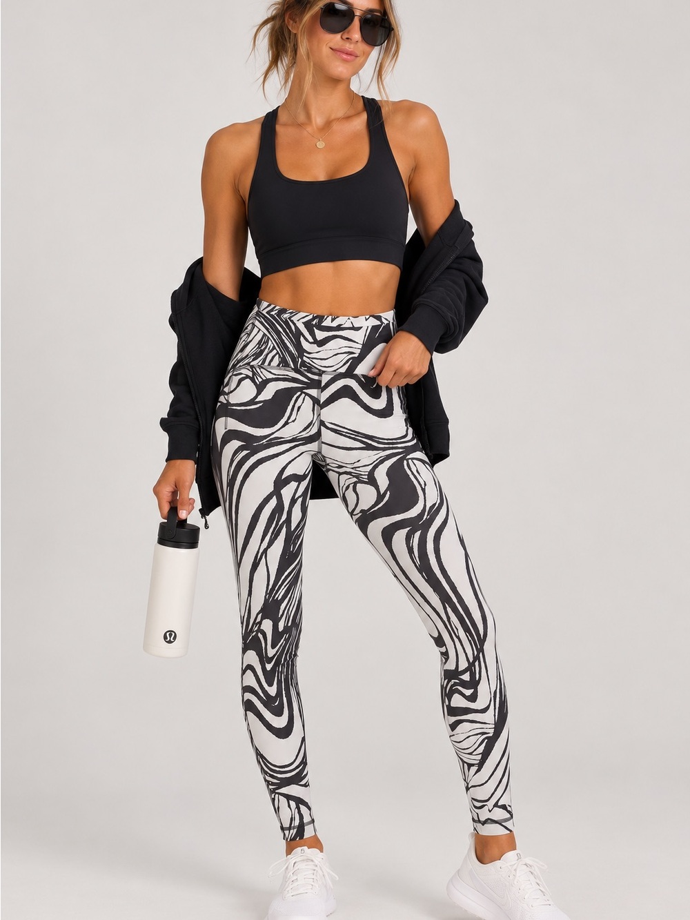 lululemon RareSwift Speed high rise charcoal & White Marble-Print leggings 6